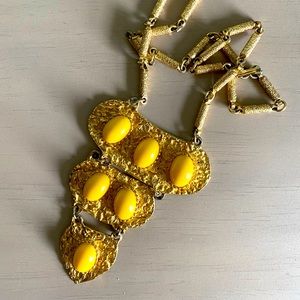 Vintage Gold and Yellow Gem Statement Necklace
